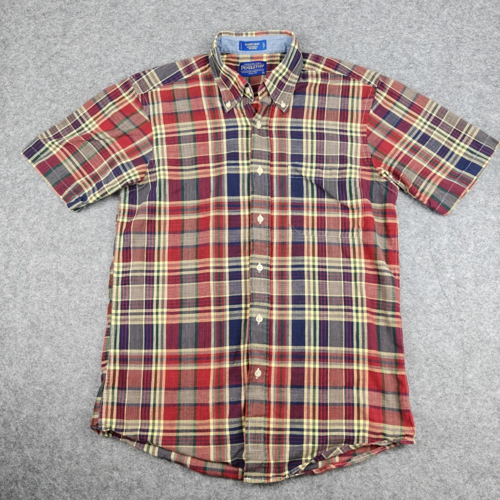 Pendleton Seaside Madras Plaid Button Down Shirt Shirt Sleeve Men's Size Medium